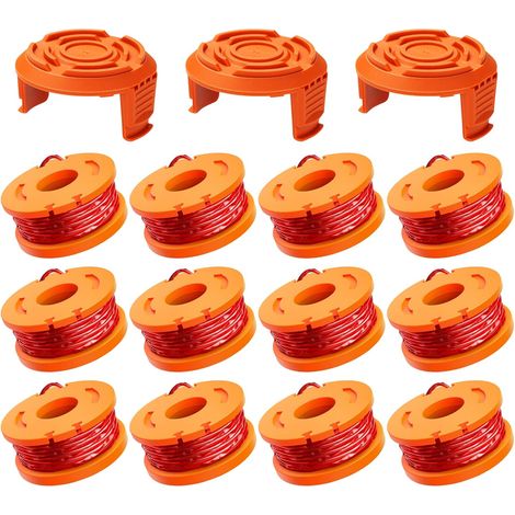 12 Pack 3m Strimmer Line Spool - WA0004.1/WA0010 Strimmer Ø1.65 mm, Brushcutter Line Spool (12 Strimmer Lines, 3 Covers) (1/5)