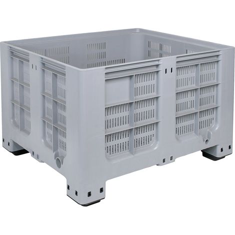 BRB Palettenbox, Industrieausführung, LxBxH 1200x1x760 mm, Boden/Wände durchbrochen, mit 4 Füßen, 610 Liter, grau
