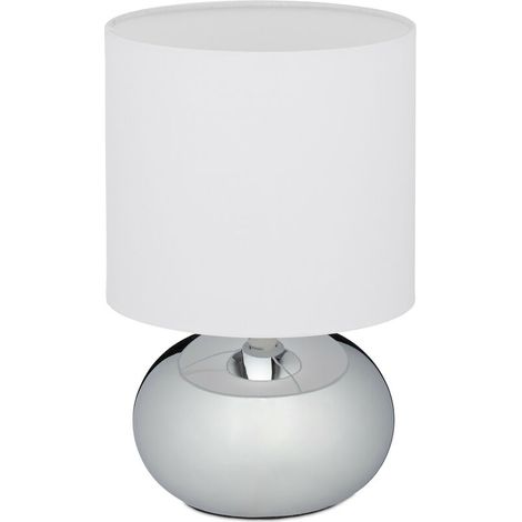 Lampe de chevet tactile dimmable 3 niveaux, culot E14, câble inclus, 28 x 18 cm, couleur argent (1/5)