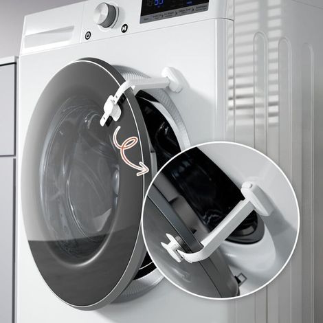 Support de porte de lave-linge sécheuse de sécurité pour bébé mis à jour, serrure de porte de machine à laver, garder la porte de la laveuse ouverte (Blanc) (2 Pièces) (1/4)