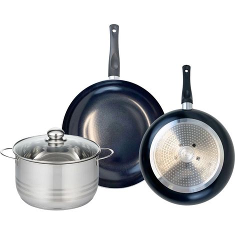 Ensemble de 2 Poêles de cuisson 28 et 32 cm et 1 faitout 24 cm Elo Prima Brillant (1/5)