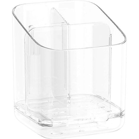 Porte-brosse à dents mural peu encombrant, sans perçage, compatible avec les brosses à dents électriques, en plastique PET, accessoire de salle de bain, transparent AC. (1/5)
