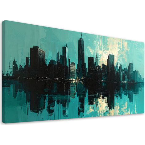 Wandbild Moderne Gebäude Stadt Türkis 100x50 (1/5)