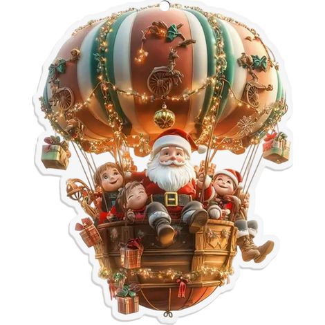 Ballon À Air Chaud De Noël - Décoration Murale Ou Sur Bureau En Acrylique - Pour Intérieur Jardin Bureau - 1 Pièce (1/5)