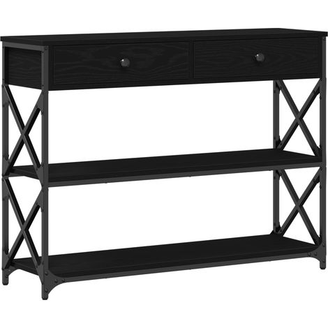 Table console，Table d'appoint，Bout de canapé，Meuble d'entrée avec tiroir Chêne noir 100 x 28 x 75 cm