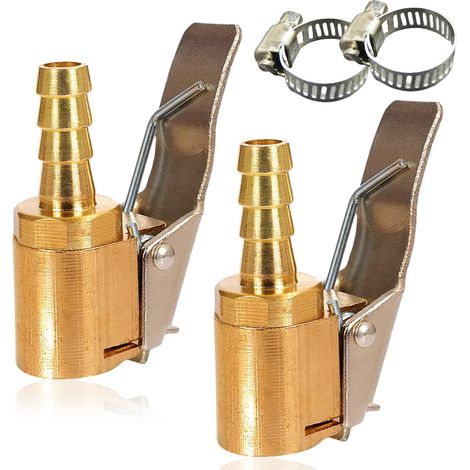 Lot de 2 bouchons de valve pour voiture, raccords pneumatiques, embout de gonflage de pneu de 6 mm, bouchons de valve pour air comprimé avec 2 colliers de serrage, adaptateur de valve pour voiture, va (1/5)