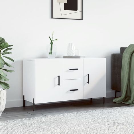 Buffet bas,Buffet Commode industriel blanc 100x36x60 cm bois d'ingénierie -QS31822 (1/5)