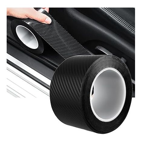10M x 7CM Protection Seuil de Porte Voiture Fibre de Carbone Autocollante Film de Protection Carrosserie PVC Anti-Rayure Protecteur de Seuil Voiture Universel Noir (1/5)