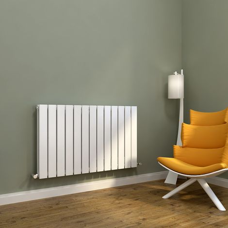ELEGANT 600x988mm Horizontal Designer Double Flat Panel Column Radiator White Central Heating with Angled Radiator Valves (1/5)
