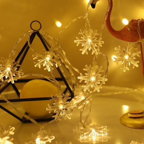 Guirlande lumineuse flocon de neige à brancher, 3 m, 20 LED, blanc chaud, pour décoration intérieure et extérieure de Noël (1/4)