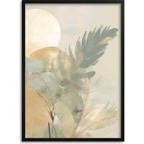 Pastellfarbenes Posterbild Wandbild für Wohnzimmer, Büro, Schlafzimmer, Blätter (1/5)