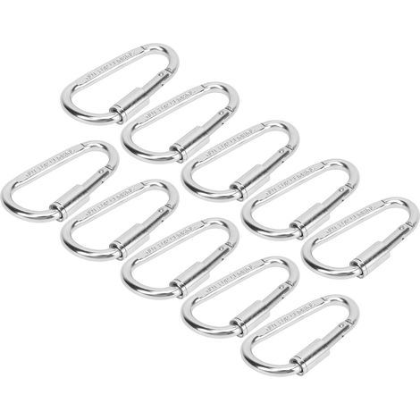 10 mousquetons à anneau en D robustes, mousquetons à crochet à ressort en aluminium, adaptés à l'escalade et au camping. (1/5)