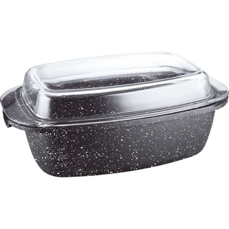 KAMBERG Rostiera 40 x 22 x 16 cm, Ghisa di Alluminio, Rivestimento Antiaderente di Alta Performance Pietra, Coperchio in Vetro, Tutti Fornelli y induzione, Senza PFOA, 5.3 Litri (1/2)