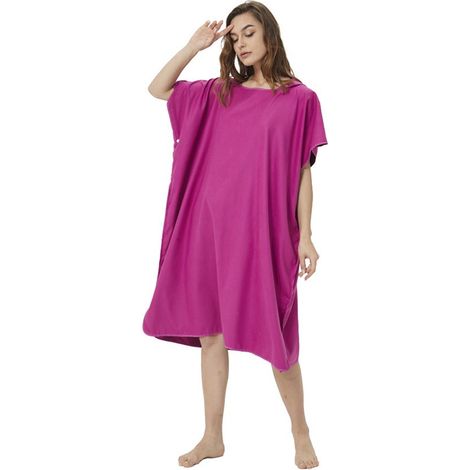 Poncho de surf, pour femmes, hommes, adultes et adolescents, poncho de bain ultraléger et à séchage rapide, poncho serviette en microfibre, également utilisable comme aide au change pour la plage (Vio (1/5)