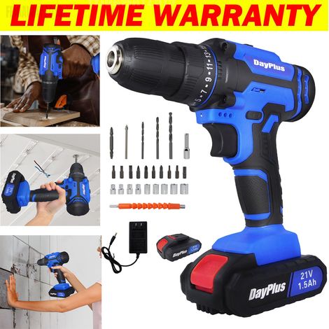 Cordless Power Drill Set Handheld Drill Set with 2-Variable Speed, 25+1 High Torque Electric Screwdriver with Led Light,21V Li-ion Battery&Fast Charger,3/8" Keyless Chuck Driver Tool with Kitbox (1/5)