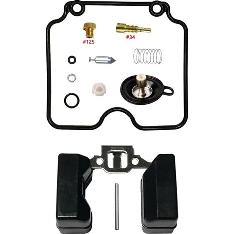 Kit de réparation de carburateur pour XTZ125E 2013-2023 125 cm³  Kit + flotteur + air  Compatible XTZ125E  monocylindre  ralenti n° 34  gicleurs en laiton  joints en nitrile  résistant à l'essence  ho (1/3)
