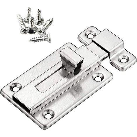 Loquet de porte coulissante en acier inoxydable 8 cm Verrou Barrel Bolt pour fenêtres et salles de bains Vis en acier inoxydable 304 inclus (1/5)