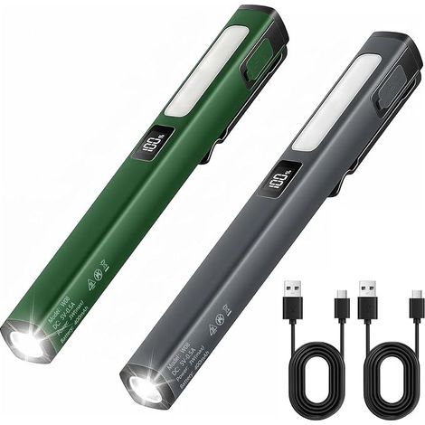 Paquete de 2 focos de trabajo LED COB Pavlleen con 6 modos recargables, portátiles para camping, reparaciones, inspecciones, emergencias y talleres. (1/5)