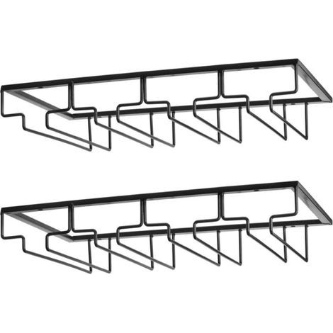 Porta bicchieri da vino - Porta bicchieri da appendere sotto il pensile in metallo con viti, porta bicchieri in acciaio inox a 4 ripiani per cucina, bar, ristorante (1/5)