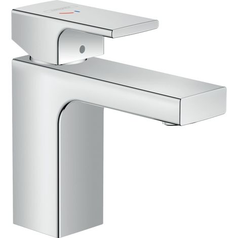 Mitigeur de lavabo, hauteur sous bec 100mm, économie d'énergie, économie d'eau, robinet lavabo avec tirette et vidage, chromé, 71594000 (1/5)