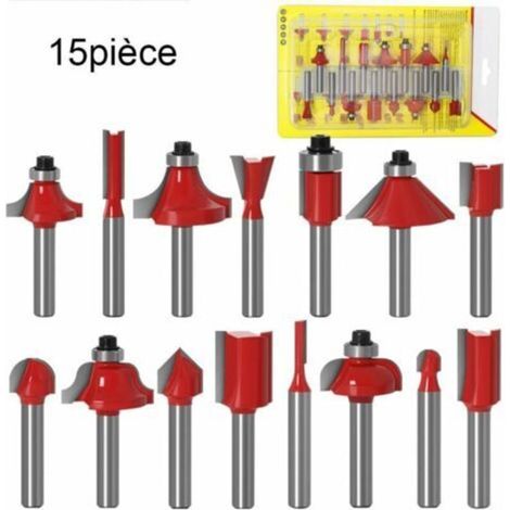 Jeu de fraises pour bois – 12 pièces, différentes formes (droites, à queue d’aronde, à rainurer), en acier rapide HSS, compatibles avec fraiseuses portatives et machines CNC (1/4)