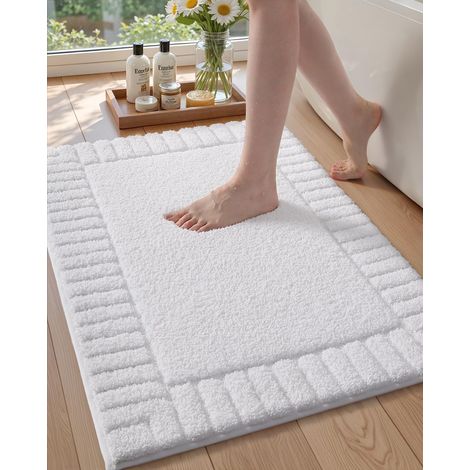 Mikrofaser-Teppich 50x80 cm, saugfähig, weich, waschbar, weiß.