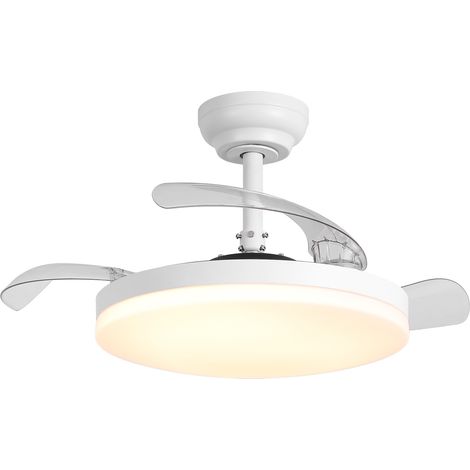 Parrot Uncle 91 cm LED Deckenventilator mit Licht, ausklappbare Flügel, leiser DC-Motor, Sommer-/Winter-Funktion, 6 Geschwindigkeiten, Fernbedienung, Weiß