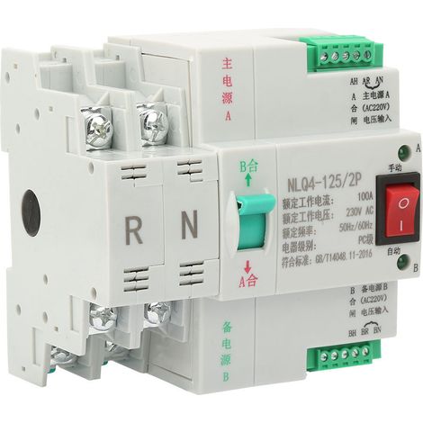 Commutateur à bascule automatique de transfert de puissance double AC 230V 2P 63/80/100A (100A) (1/5)