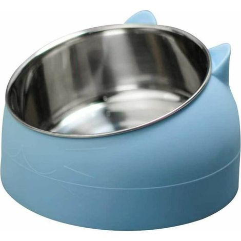 Ciotola per gatti in acciaio inox - Ciotola per l'acqua per gatti - Multifunzionale - Per cibo e acqua - Blu, 200 ml (1/5)