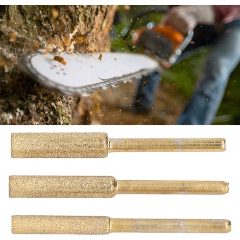 Set mit 18 Diamant-Schärfköpfen für verschiedene Modelle mit 3 mm Schaftdurchmesser, titanbeschichtet, für Kettensägeblätter (1/5)