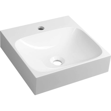 Sapho Emona - Lavabo 40x40 cm, senza troppopieno, foro per rubinetto, bianco EN040 (1/5)