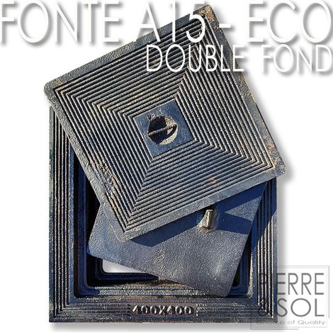 Couvercle en fonte à double fond A15 pour regard d'inspection – Charge maximale piétons/cyclistes 15kN – Dimensions 30 x 30 cm – Surface anti-dérapante