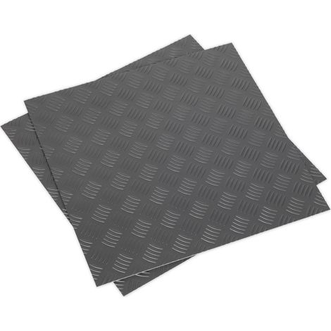 Sealey Vinyl Floor Tile with Peel & Stick Backing Silver Treadplate - Pack of 16 FT1S