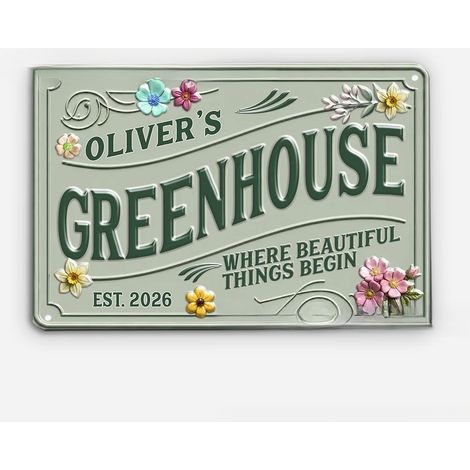 Greenhouse Name Metal Sign, 20x30cm - Greenhouse Name Sign - A
