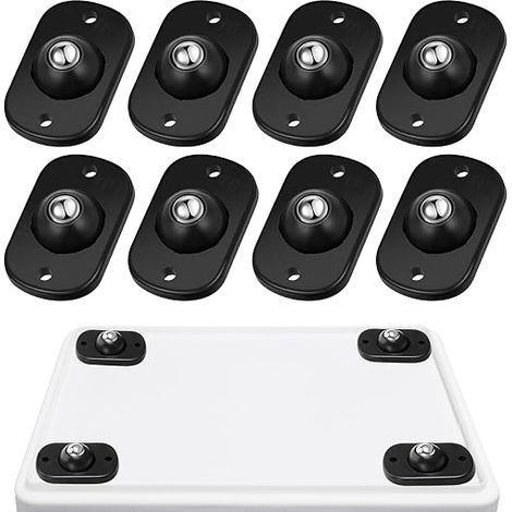Mini roulettes auto-adhésives, roulettes à billes pour appareils de cuisine, roulettes pivotantes à 360°, poubelles, boîtes de rangement, petits appareils électroménagers (8 pièces, noir) (1/5)