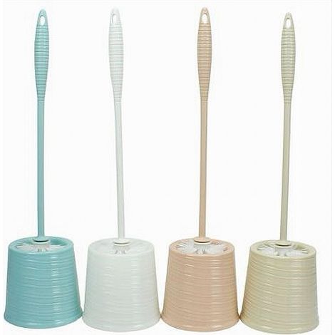 Trade Shop - Runder, bunt gestreifter Toilettenbürstenhalter für Badezimmer, WC, Toilette mit Bürste 79300 - (1/2)