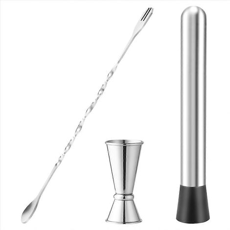 Acier inoxydable pilon Mixing Spoon et Measuring Jigger 8 pouces (1/5)