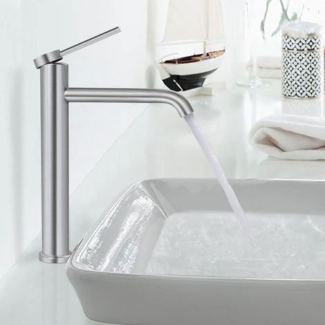Robinet de salle de bain, robinet d'évier à poser, robinet de lavabo haut, mitigeur monocommande PTMP01L (1/5)