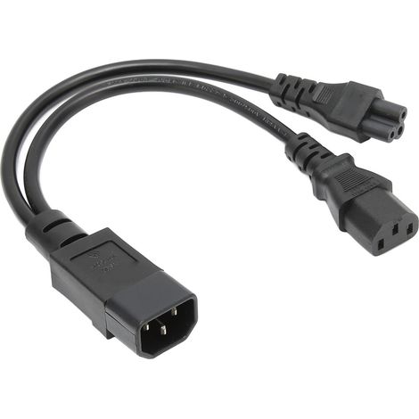 Câble adaptateur répartiteur en Y IEC 320 C14 mâle vers C13 et C5 femelles, 10 A, 250 V