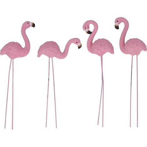 Garden Flamingo, Resin Flamingo Statue Ornament, Elegant and Vivid Small Details, Small Flamingo Statue for Yard, Lawn, Garden 4 Pieces (1/5)