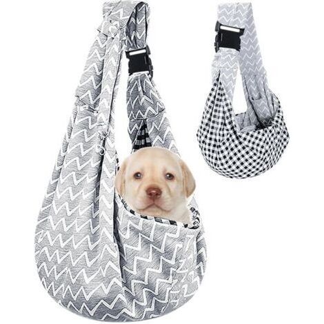 BUNTHAUS (Gris ondulé) Sac Transport Chien,Sac de Transport pour Chien Pliable,réglable,Haute capacité, Une épaule, bandoulière, Portable pour Une Utilisation en extérieur pour Petits Chats et Chiens