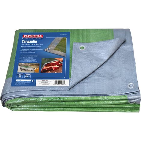 Faithfull, Copertura Impermeabile da Esterno, 5.4 x 3.6 m, Colore: Verde/Argento (1/5)