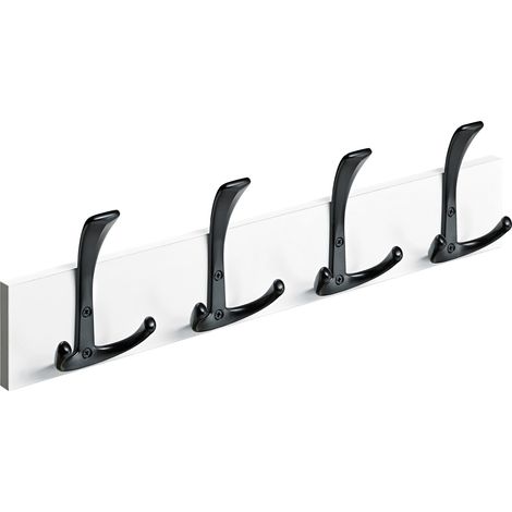 Hettich Garderobenleiste 4 Haken Holz 50 x 13,5 x 5,3 cm weiß-schwarz Garderobenhaken