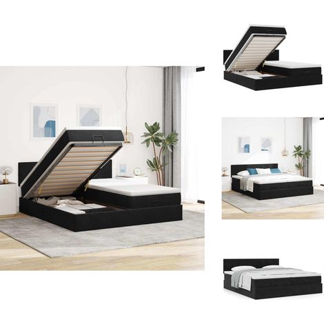 Ottoman-Bett mit Matratzen Schwarz 160x200 cm Samt - Ottoman-Bett - Ottoman-Betten - Bettrahmen - Bettgestell (1/5)