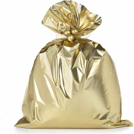 Sachets cadeaux métallisés or mat, idéals pour emballages cadeaux, lot de 50, 45 x H. 60 cm