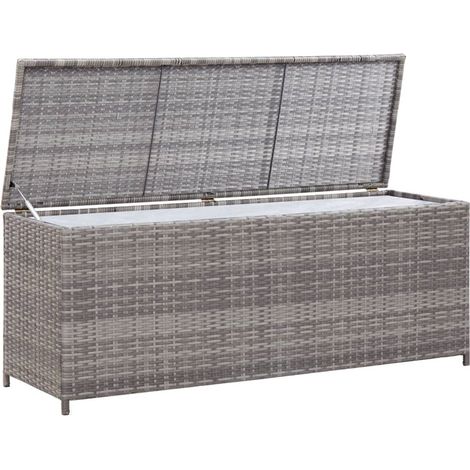 Boîte de rangement de jardin Gris 150x50x60 cm Résine tressée (1/7)