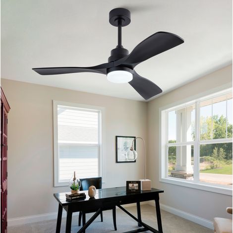 Ventilador de techo silencioso de 106 cm con luz LED, mando a distancia, motor de DC, 6 velocidades, color negro. (1/5)