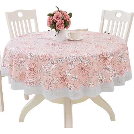 Tablecloth Ronde En Pvc - Imperméable Anti-Taches Résistant À La Chaleur Et À L'Usure - Pour Table À Manger Café Card Table - Diamètre 54 60 70 78 Pouces (1/5)