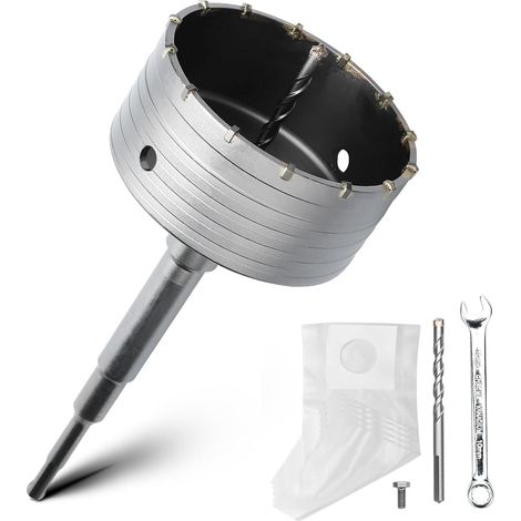 Kit couronne de forage de 125 mm avec adaptateur SDS plus de 220 mm et foret de centrage de 8 x 110 mm, couronne de forage pour maçonnerie et béton (1/5)