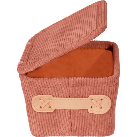 WENKO Badkorb Anela Altrosa mit Deckel, Griff aus Kunstleder, Rosa, Polyester rosa (1/5)